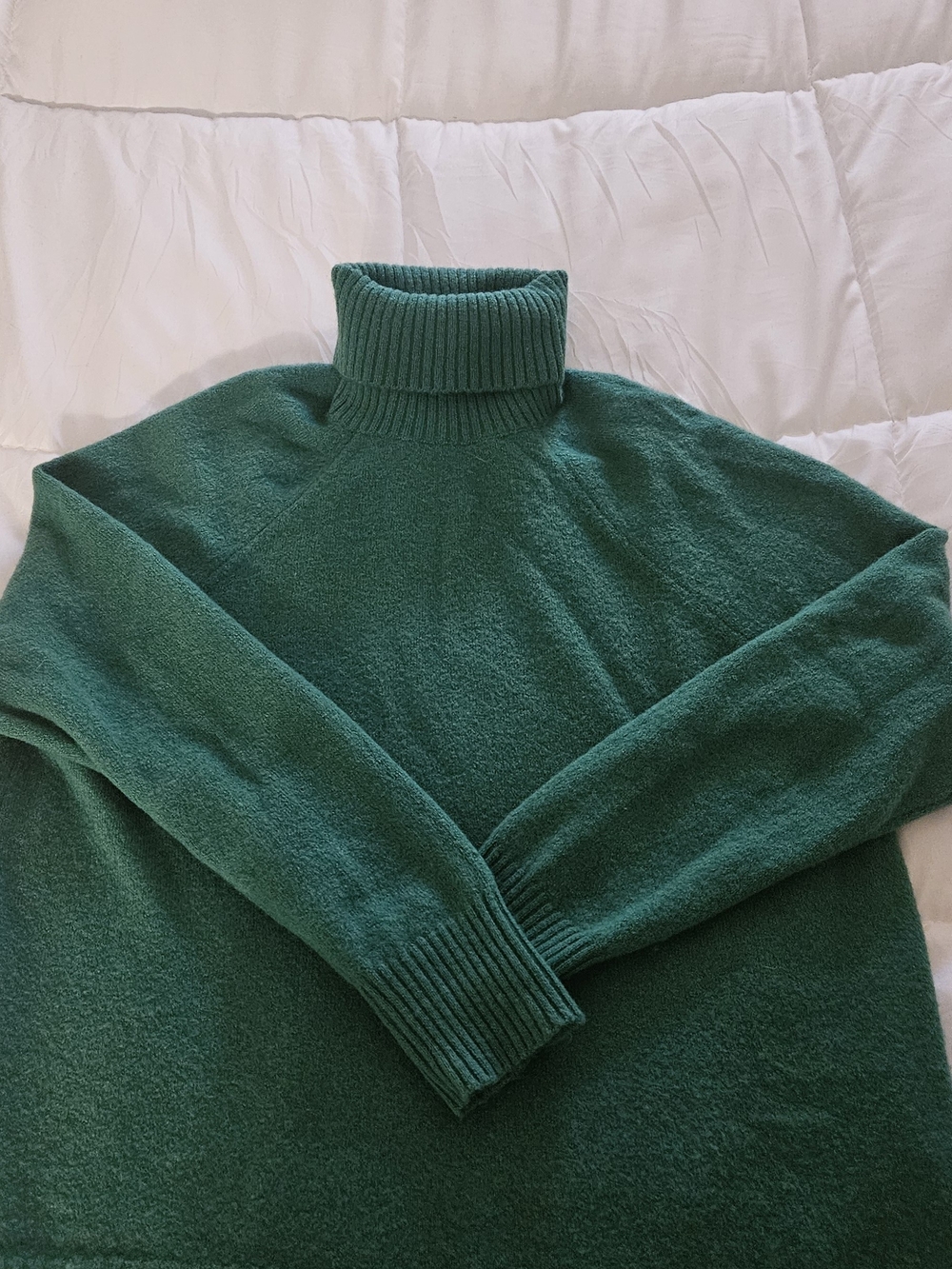 J. Crew Emerald Wool Alpaca Turtleneck Sweater Size L. Cottagecore